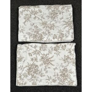 2 Laura Ashley Shams Taupe Brown Floral Toile Botanical Cottage Toile Soft